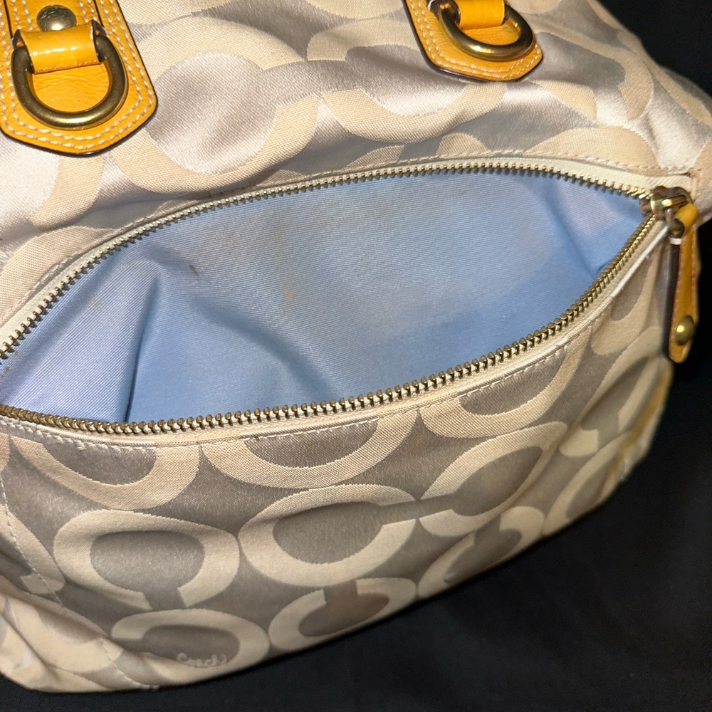 Coach 12963 Madison Julianne Op Art XL Large Tote Satchel Patent Leather Yellow - Picture 10 of 12